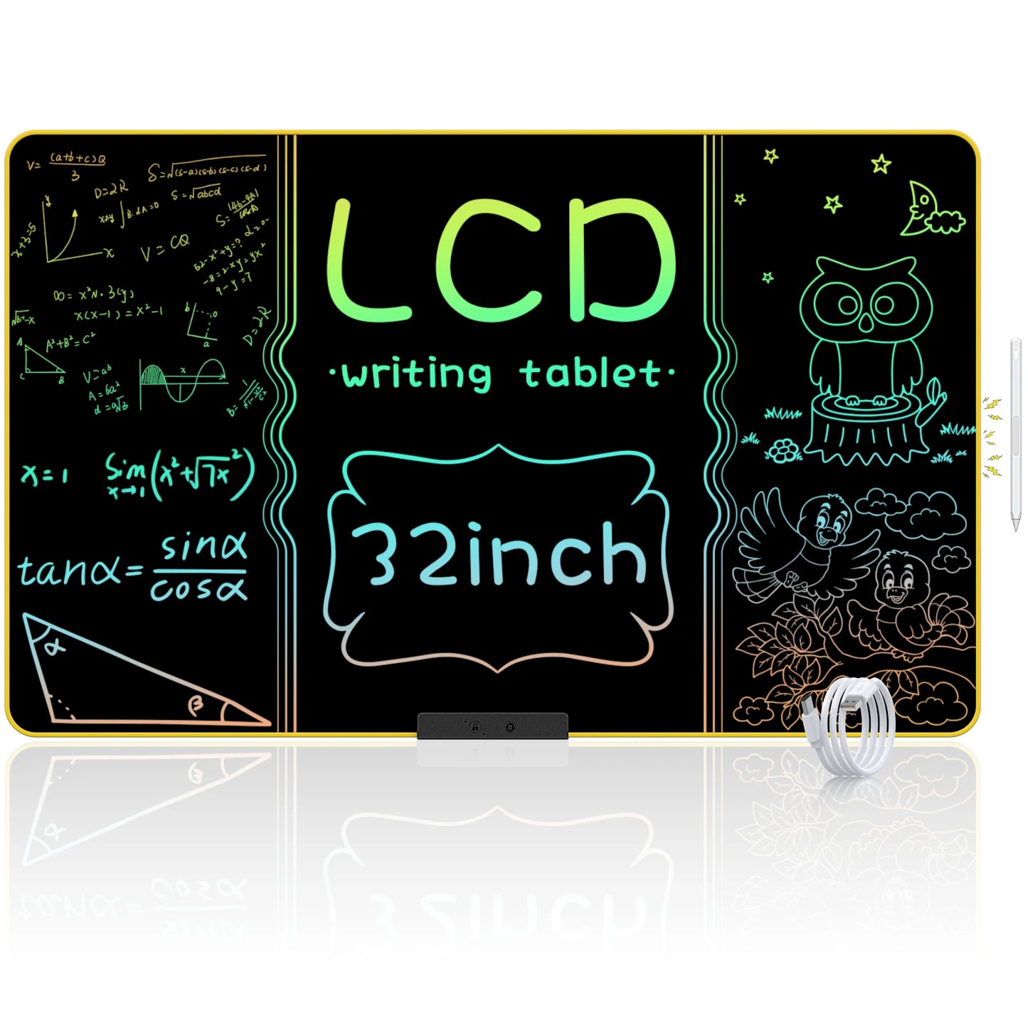 32 Inch/20 Inch Rechargeable LCD Writing Tablet, Huge Size Drawing Tablet Doodle Board with Eye-Care Colorful Screen For Kid Toy