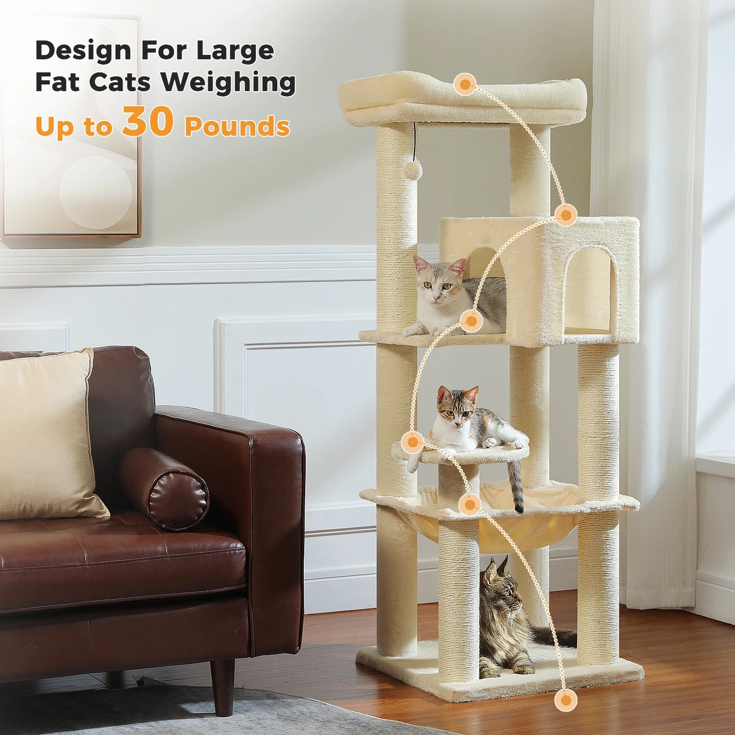 PAWZ Road Cat Tree With Scratching Posts And Hammock