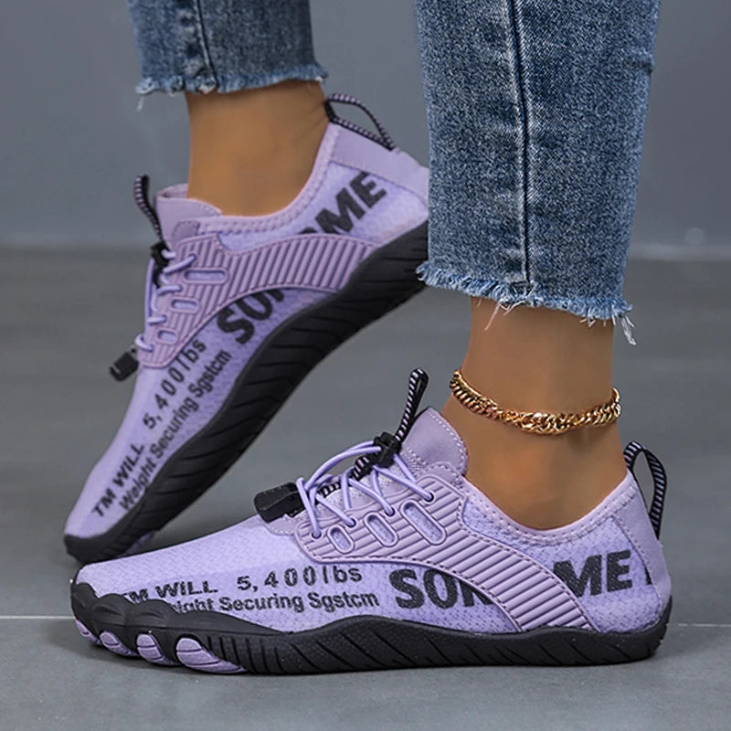 Women Letter Print Barefoot Water Shoes Quick Dry Anti Slip Aqua Socks Lightweight Beach Swim Surf Yoga Walking Outdoor Sneakers