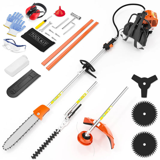 6 In 1 Gas Hedge Trimmer Pole Saw Weed Eater Cutter