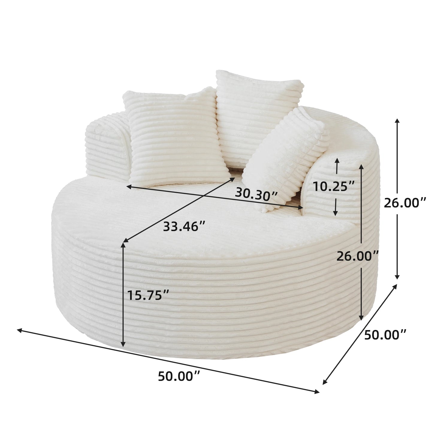 Sdorens Cloud Round Chair Lounge Sofa Bed With Plush Fur