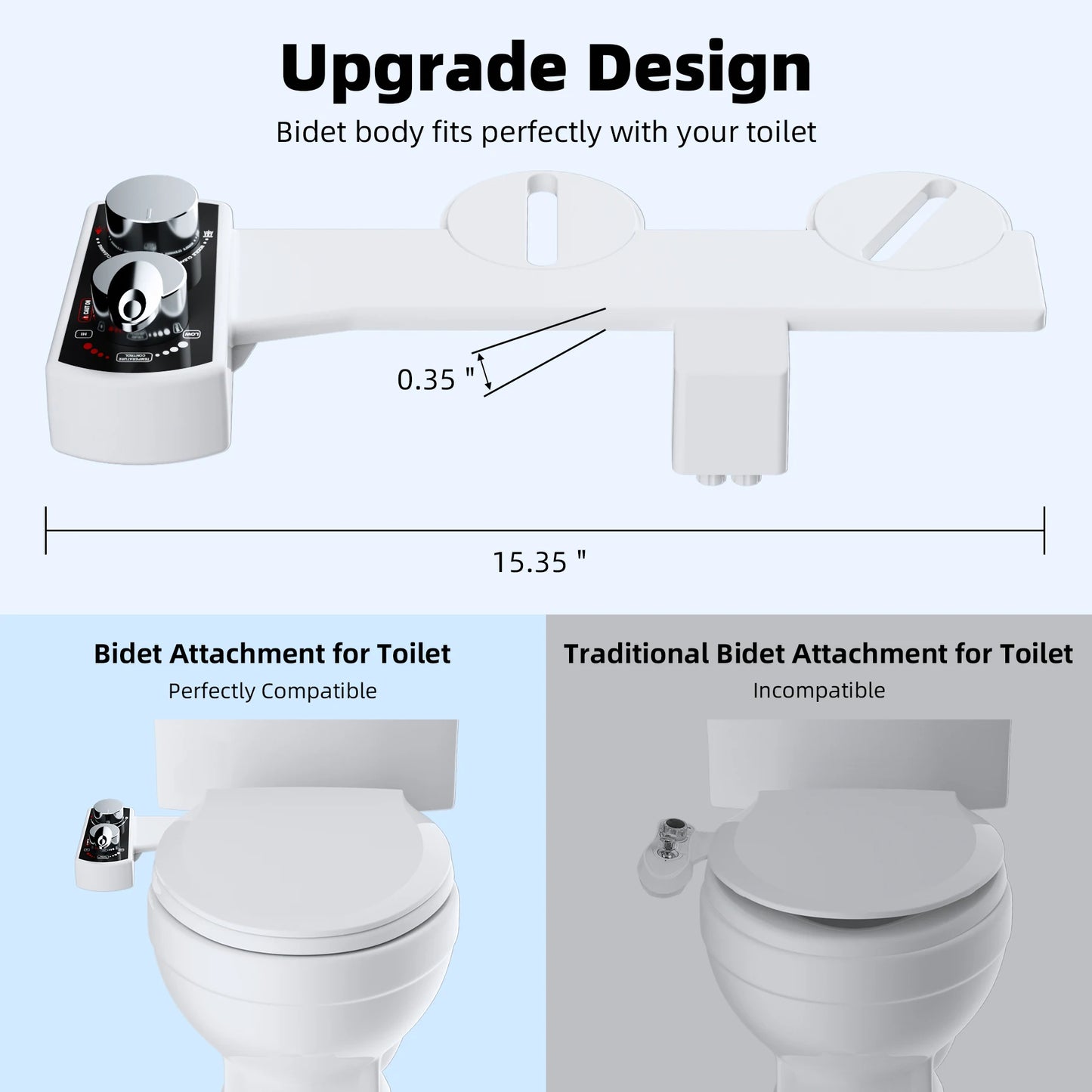Hibbent Bidet Attachment For Toilet Dual Nozzle Hot Cold Water