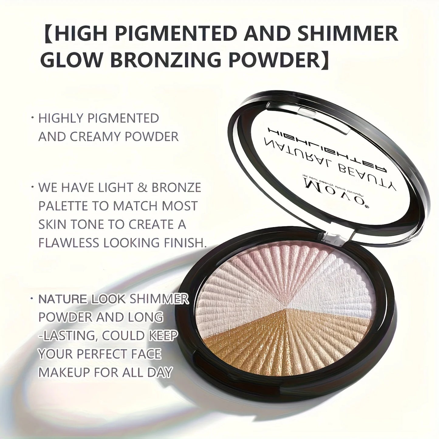 Movo Five Color Highlighter Powder Palette With Pearly Shimmer