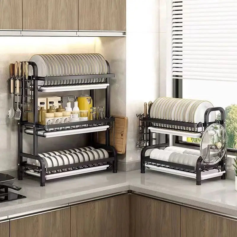 2-3 Layer Stainless Steel Kitchen Storage Rack for Dishes and Bowls - Used for Storing Cutlery, Plates and Bowls Kitchen Storage