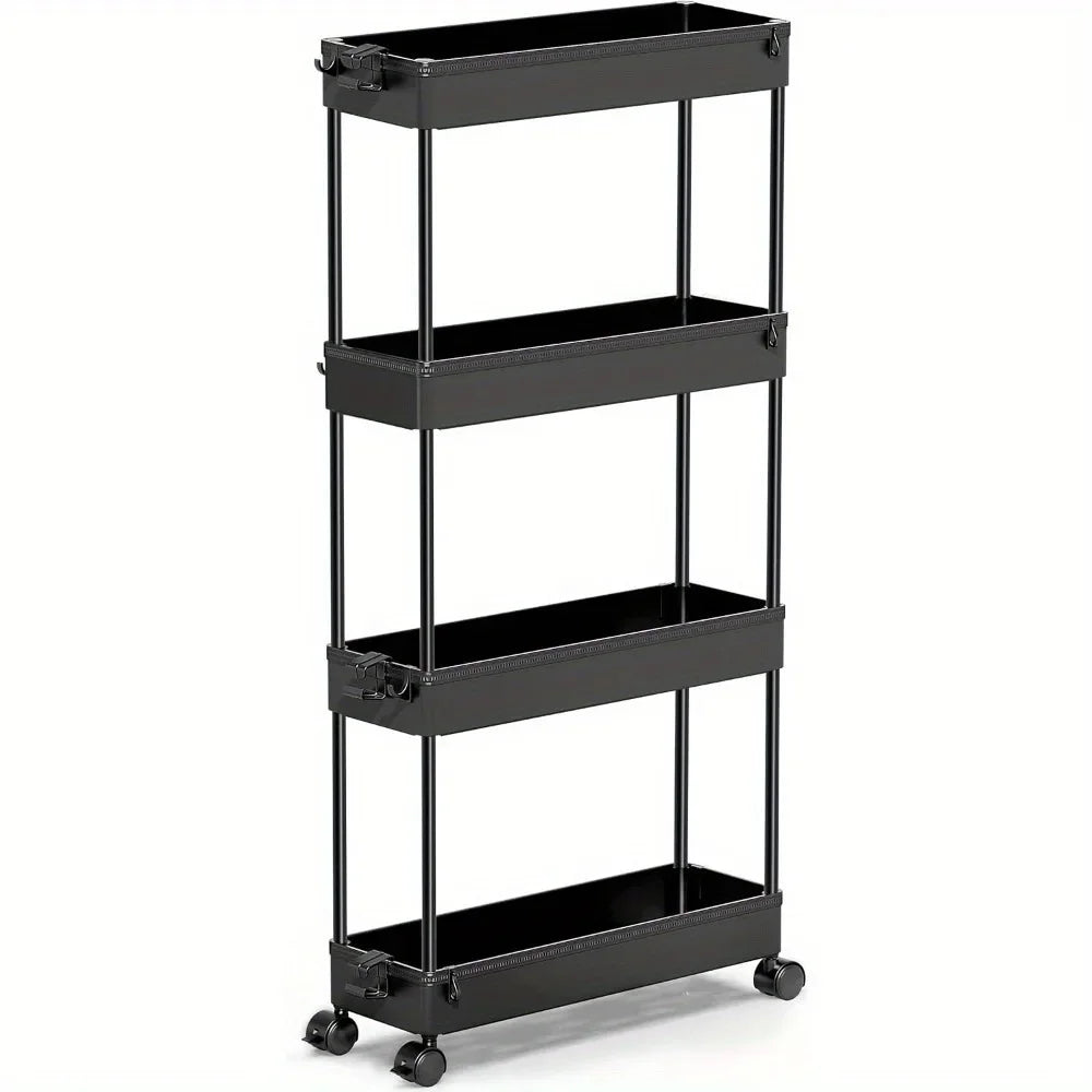 Slim Rolling Storage Cart 4-Tier Organizer Mobile Shelving Unit