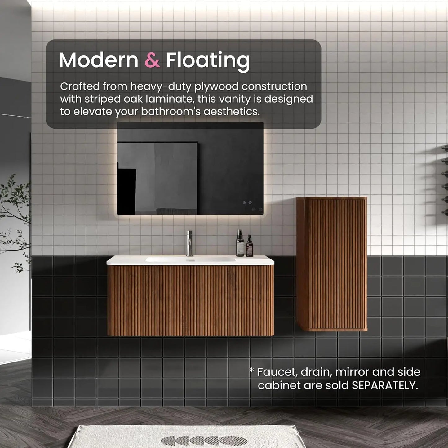 Modern Floating Bathroom Vanity With Sink And Soft Close Drawers