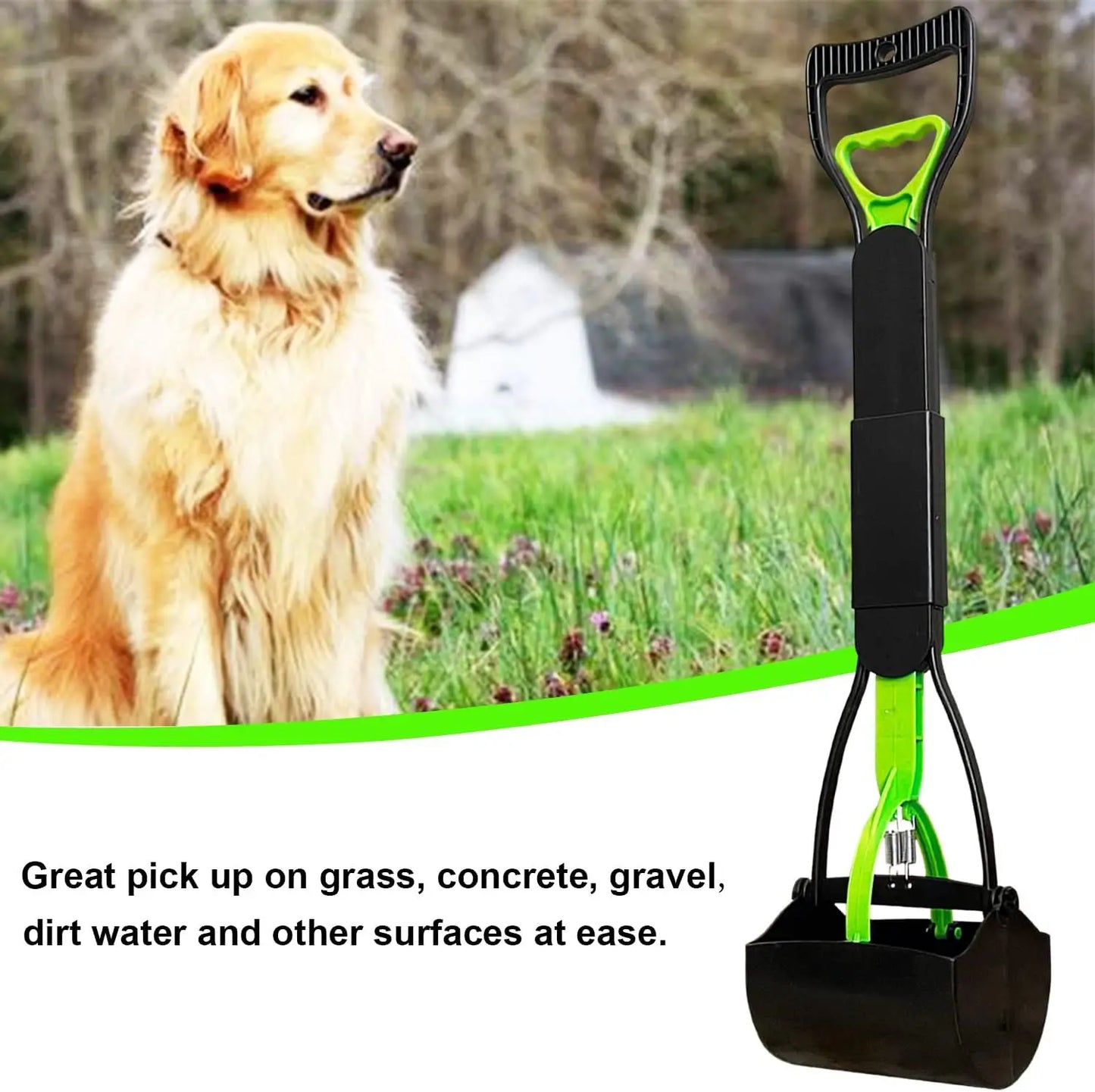 Dog Pooper Scooper With Teeth For Easy Grass And Gravel Pickup