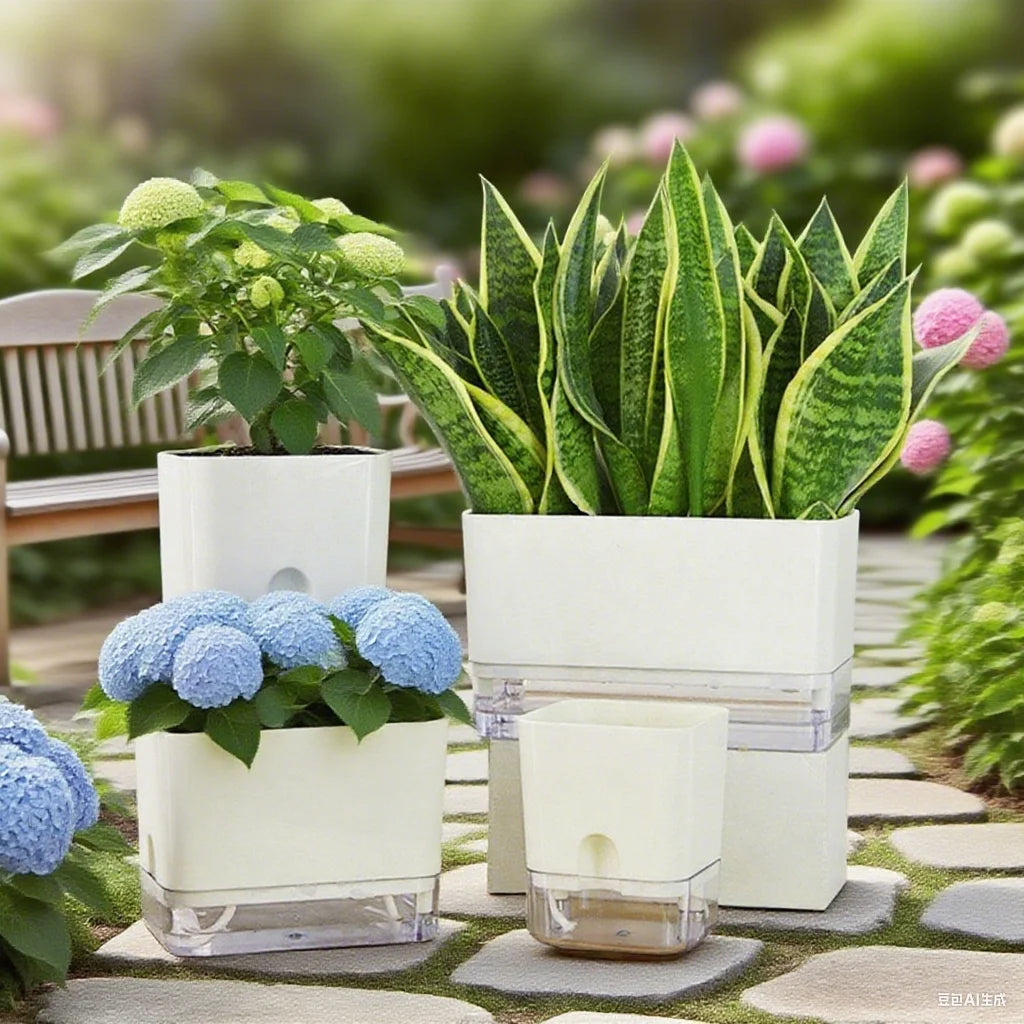 Self Watering Pot Dual Deck Magnetic Plastic Flower Pot