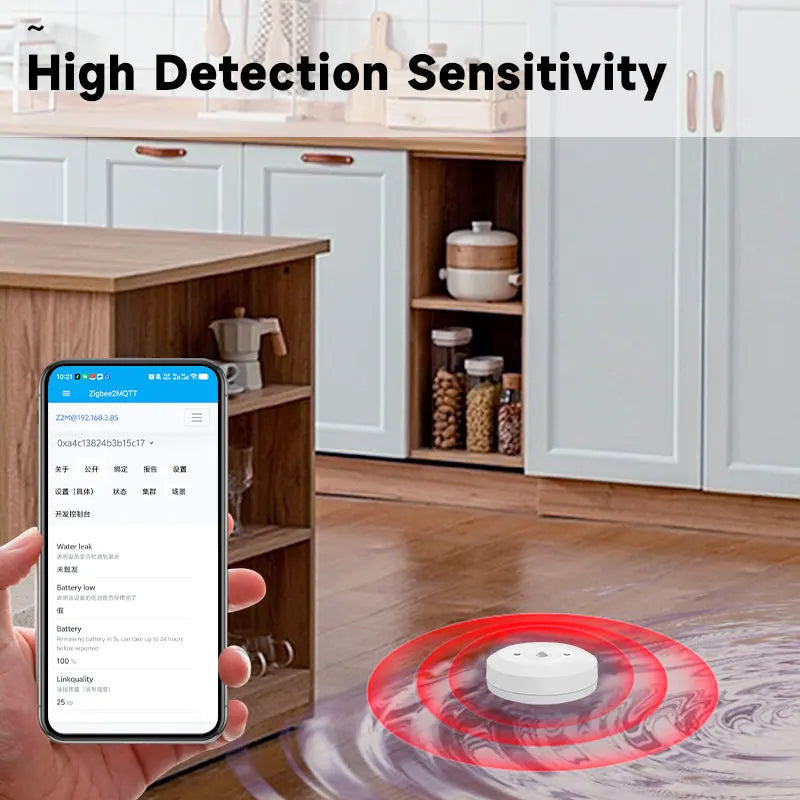 ZigBee Water Leakage Sensor With MQTT, Home Assistant Compatible