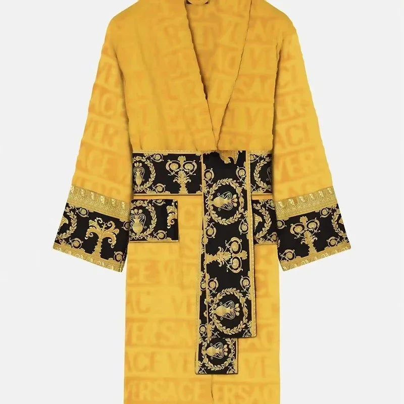 Cotton Luxury Bathrobe Unisex Sleepwear Hotel Style Lounge Robe