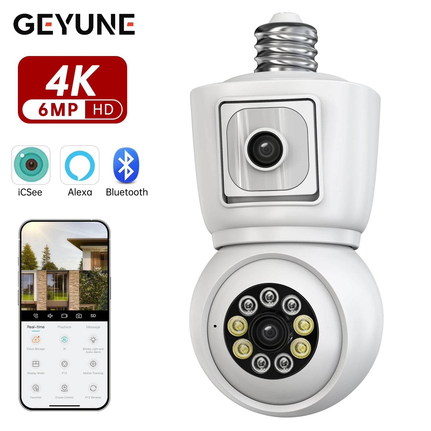 SECUEYE 8MP WiFi 4K Dual Lens Security Camera Auto Tracking