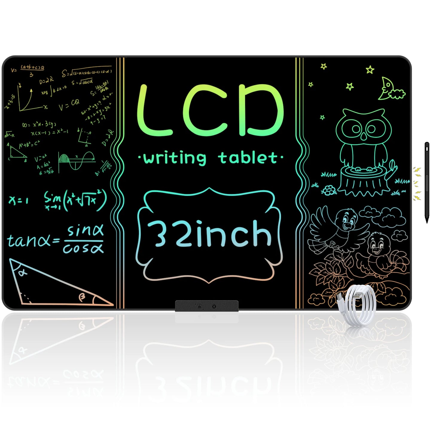 32 Inch/20 Inch Rechargeable LCD Writing Tablet, Huge Size Drawing Tablet Doodle Board with Eye-Care Colorful Screen For Kid Toy
