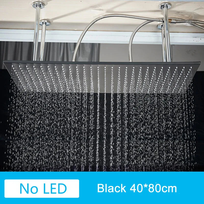 Shinesia LED Rainfall Shower Head Stainless Steel Square Changing Lights