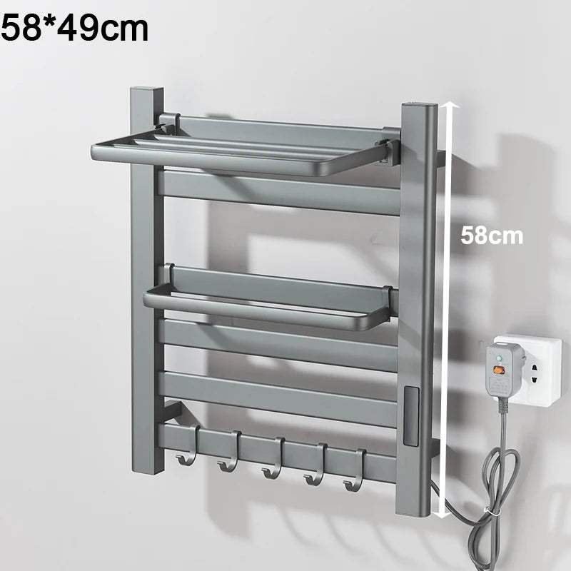 Electric Towel Dryer Black/White Bathroom Electric Rack Digital Display Temperature Time Control Towel Warmer Rail