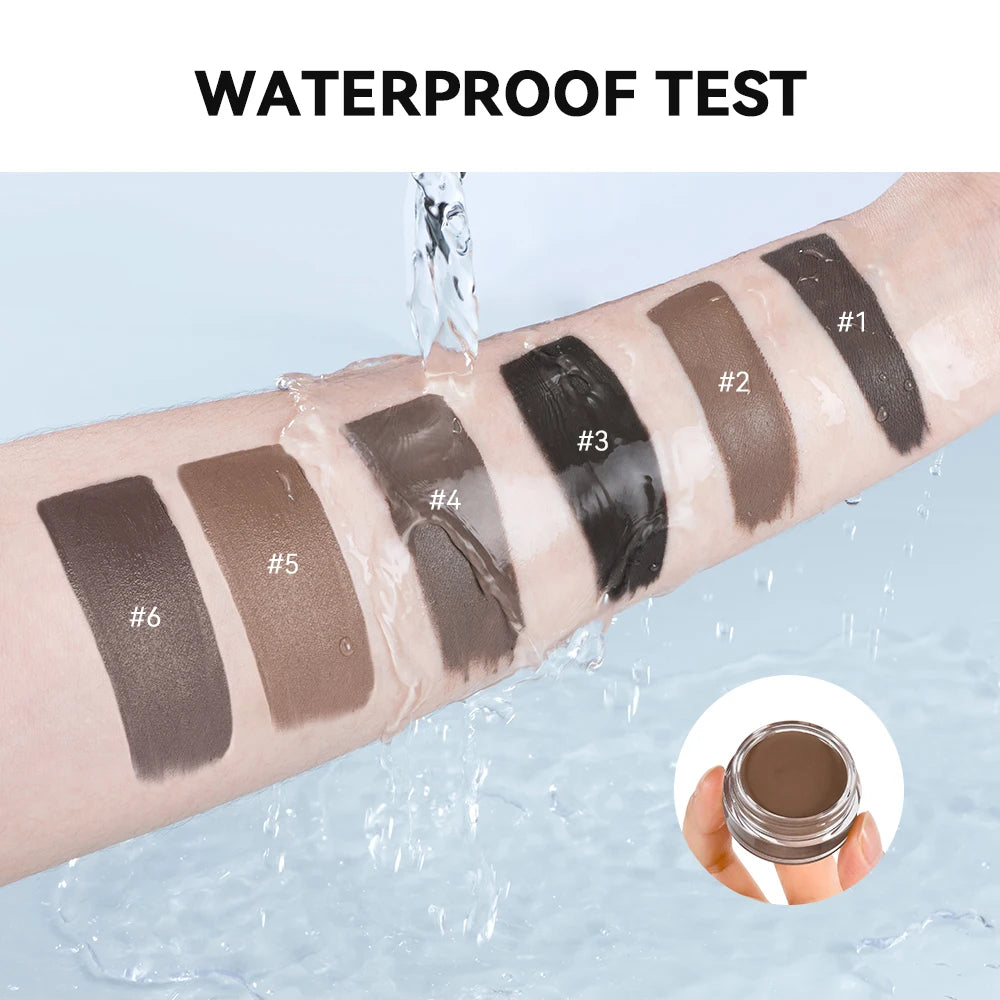 6 Colors Waterproof Eyebrow Tint with Brush Long-Wearing Full-Pigment Smudge-Proof Eyebrow Pomade Natural Wild Brows Makeup
