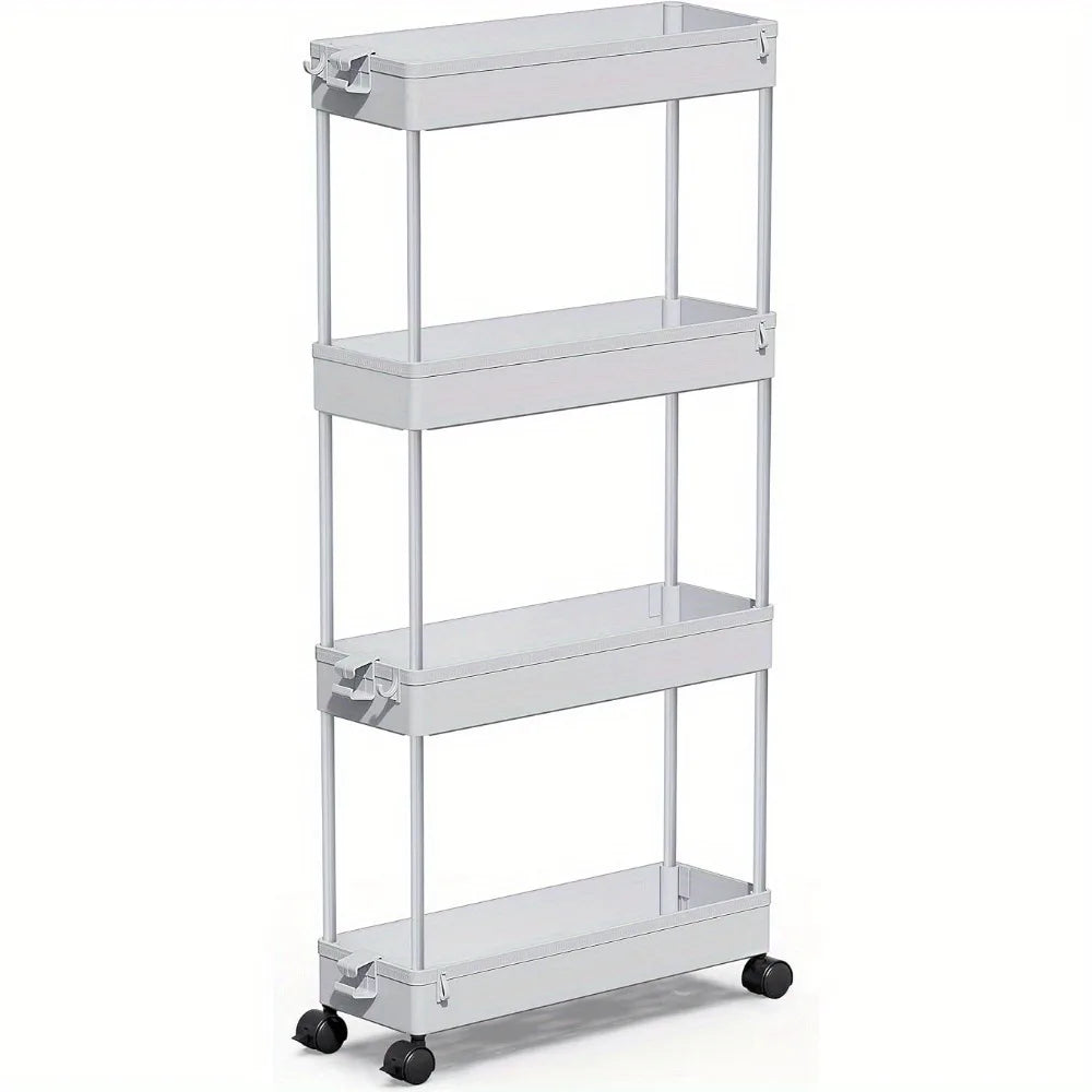 Slim Rolling Storage Cart 4-Tier Organizer Mobile Shelving Unit