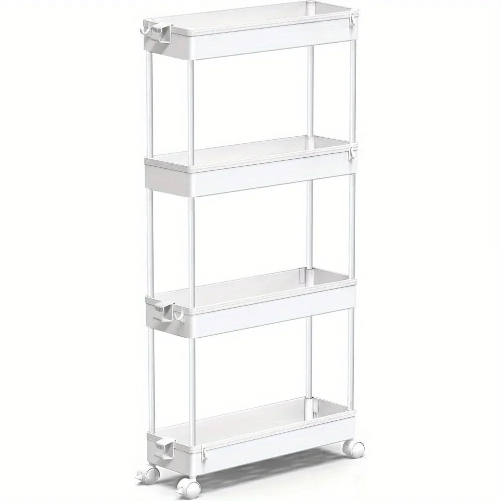 Slim Rolling Storage Cart 4-Tier Organizer Mobile Shelving Unit