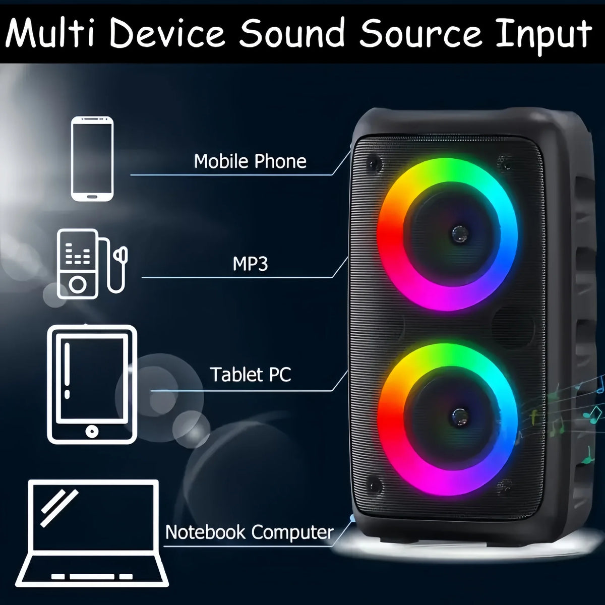 Ayebau Karaoke Radio Bluetooth Speaker Portable Wireless Microphone Led Lamp