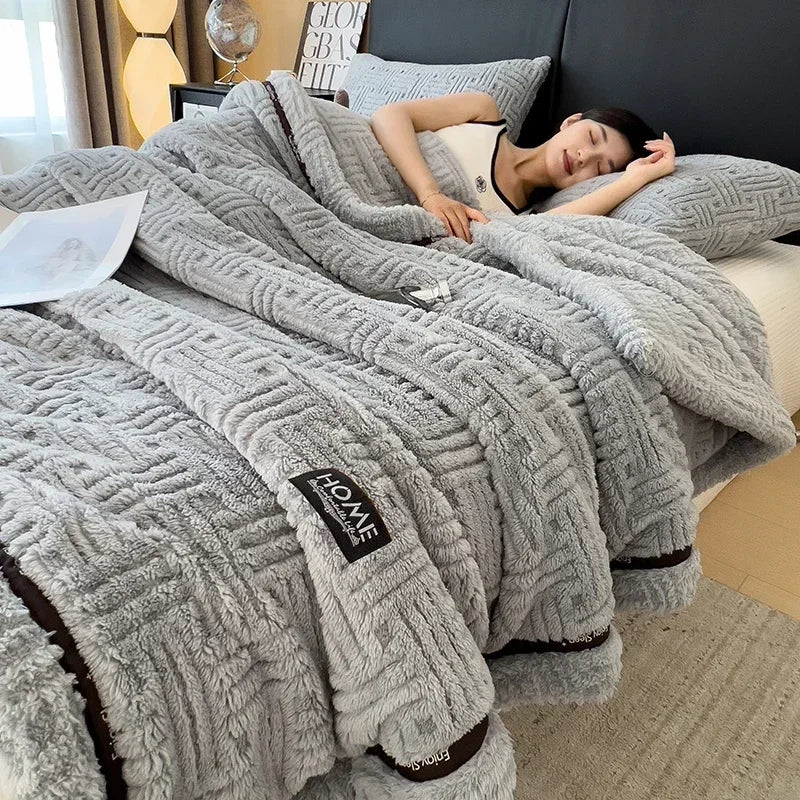 LUXO Fleece Blanket Knit For Spring And Autumn Baby And Family Warm Breathable