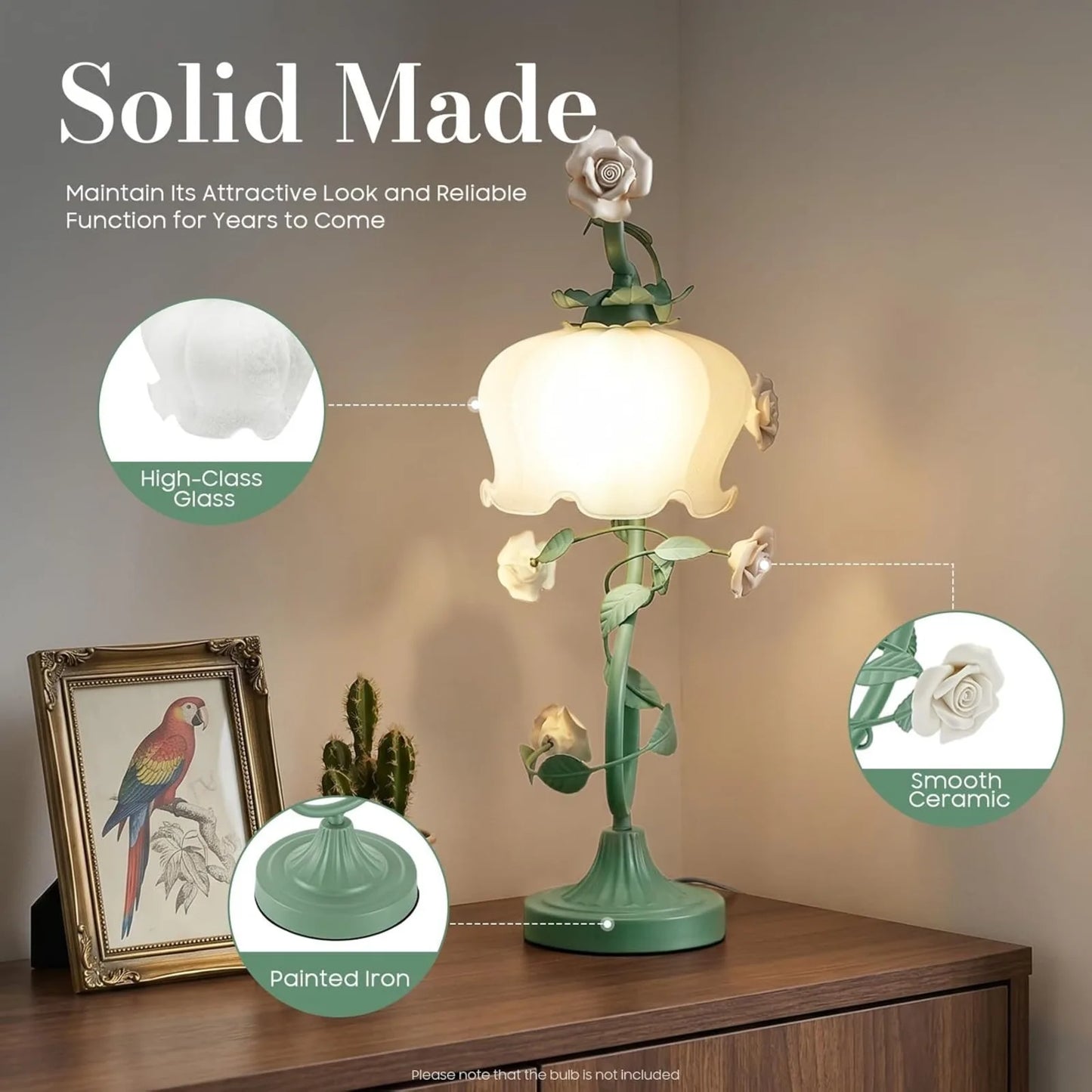 Modern Flower Glass Table Lamp For Bedroom And Living Room