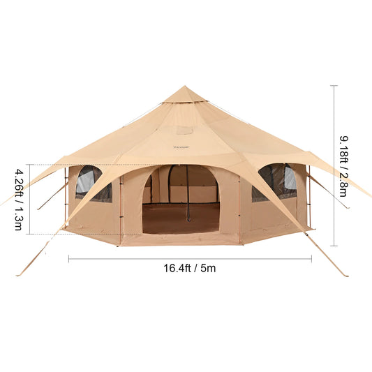 SucceBuy Canvas Bell Tent Breathable Camping Shelter Outdoors