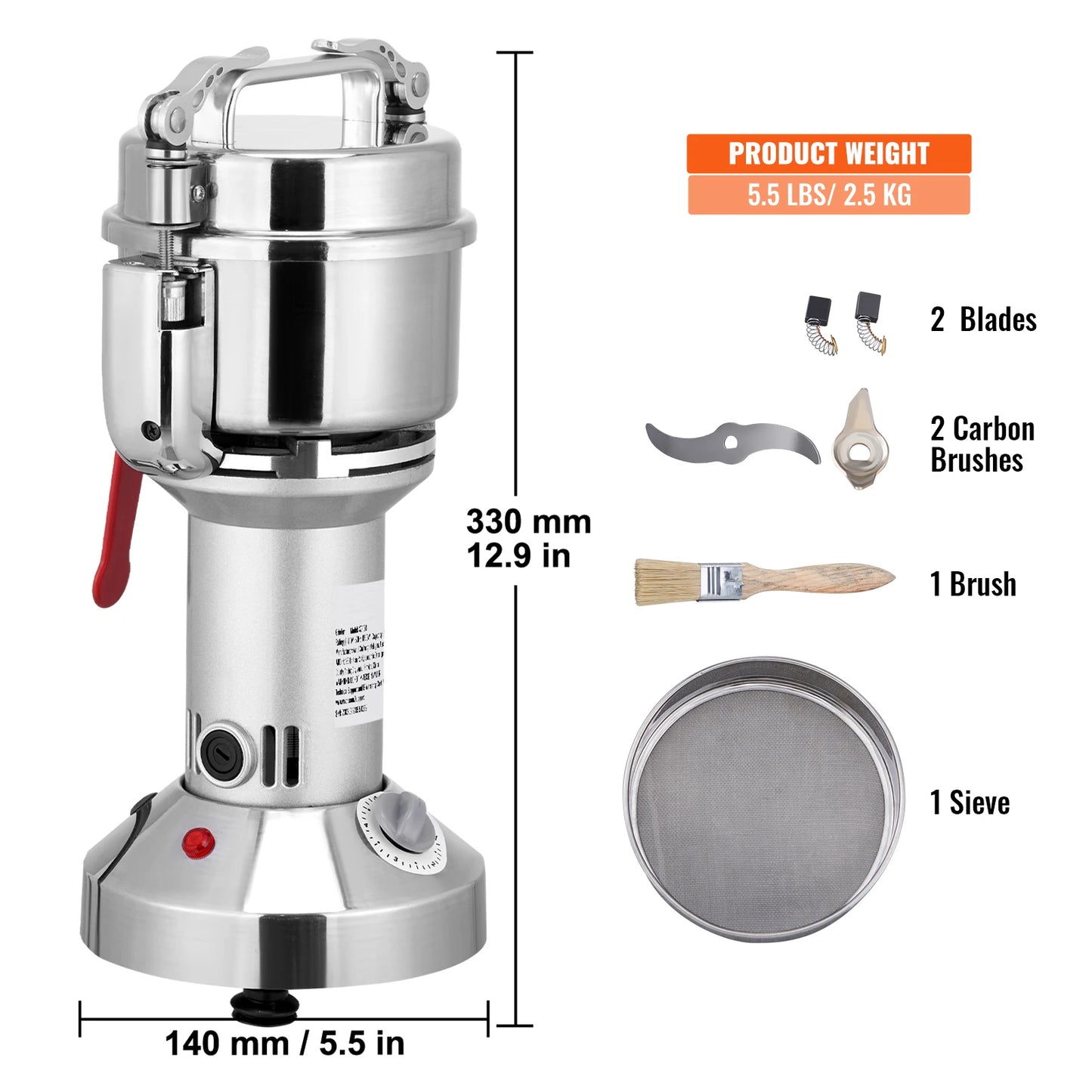 SucceBuy Electric Grain Mill Grinder 150-2500g For Dry Herbs Spices