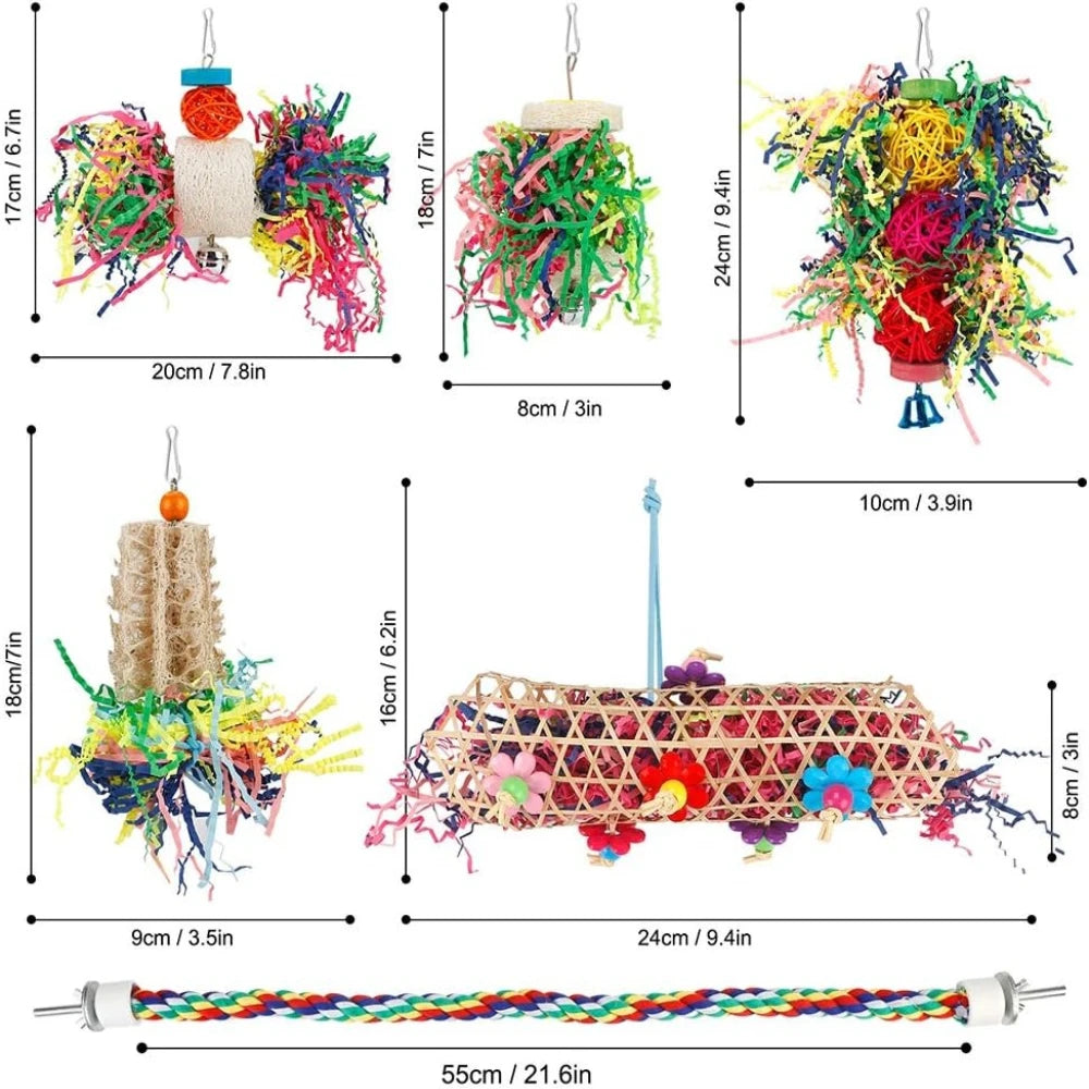 Bird Chew Toys For Parrots Foraging Paper Balls Cage Hanging
