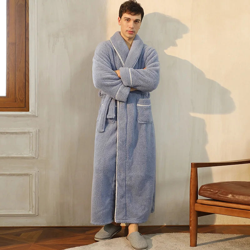 Gypsophila Winter Warm Long Flannel Bathrobe for Adults Unisex