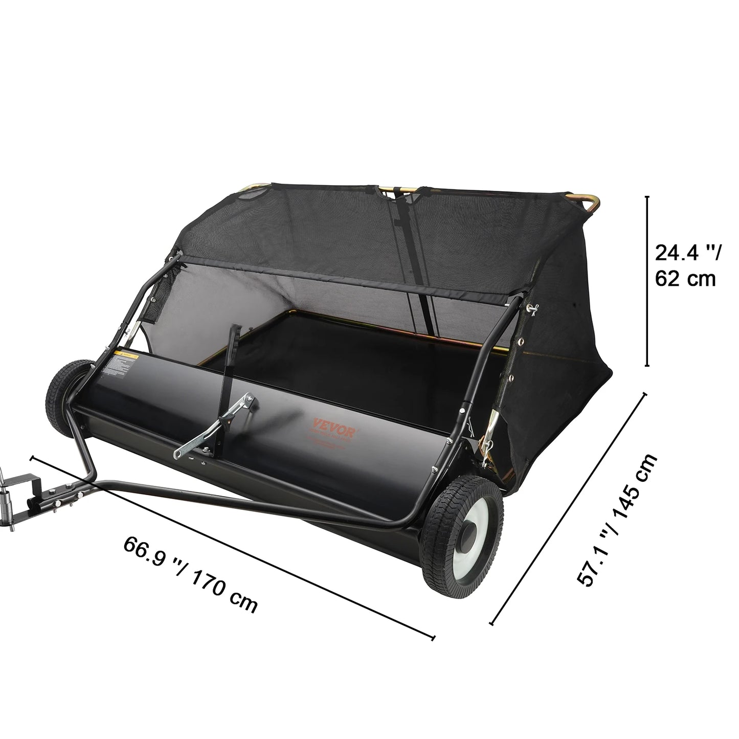 SucceBuy Tow Behind Lawn Sweeper Capacity Heavy Duty Leaf Collector