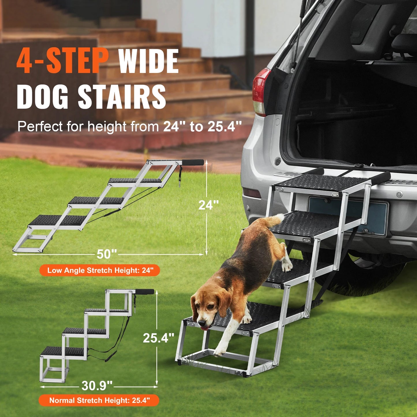 SucceBuy Folding Dog Car Stair Aluminum Steps Portable