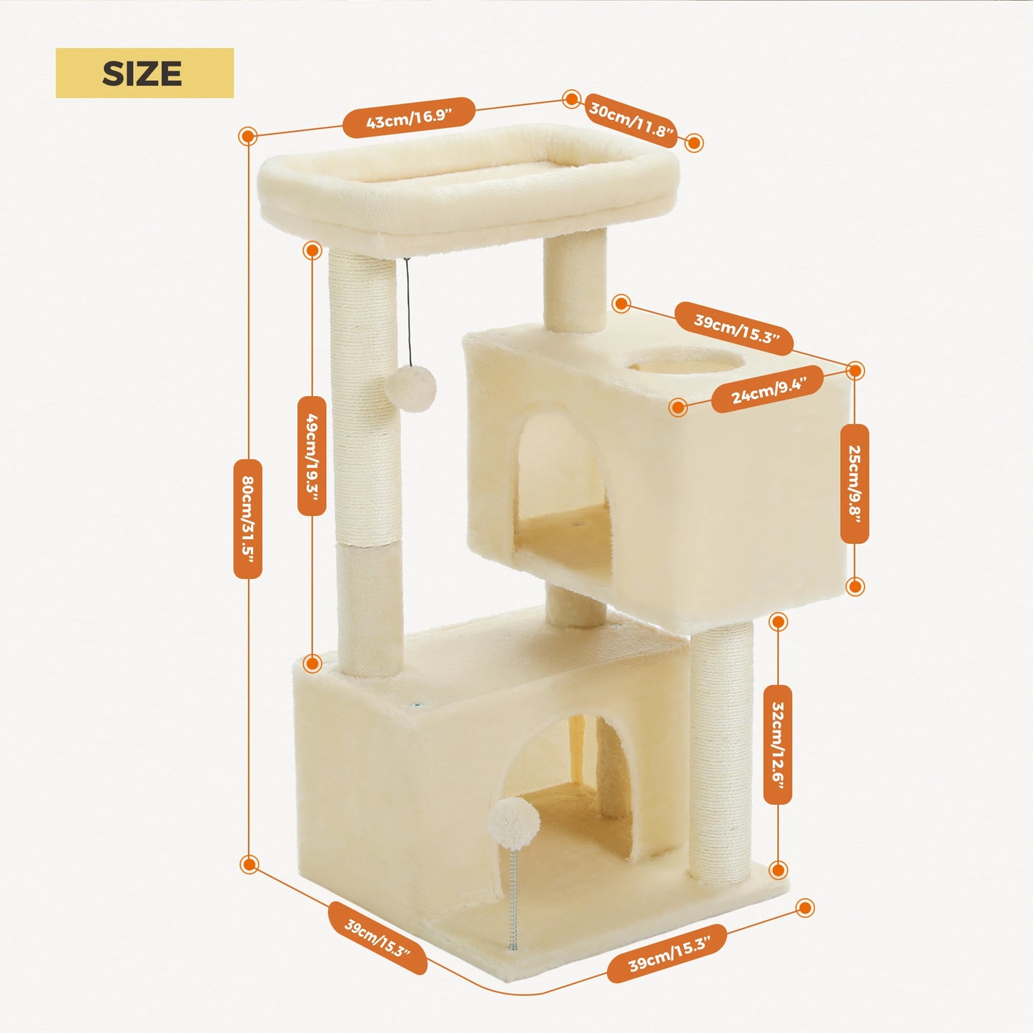 PAWZ Road Large Cat Tree Indoor Multi-Level Tower With Condos
