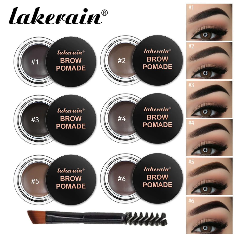 6 Colors Waterproof Eyebrow Tint with Brush Long-Wearing Full-Pigment Smudge-Proof Eyebrow Pomade Natural Wild Brows Makeup