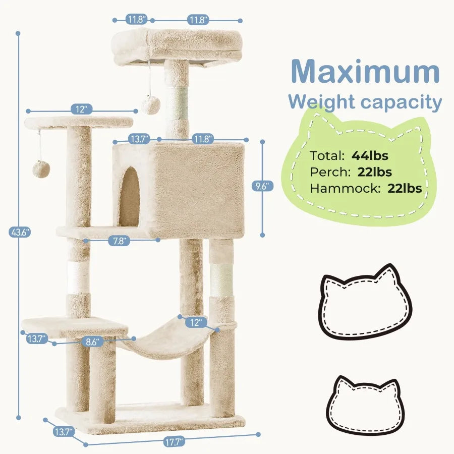 Cat Tower With Large Condo And Climbing Ladder For Cats