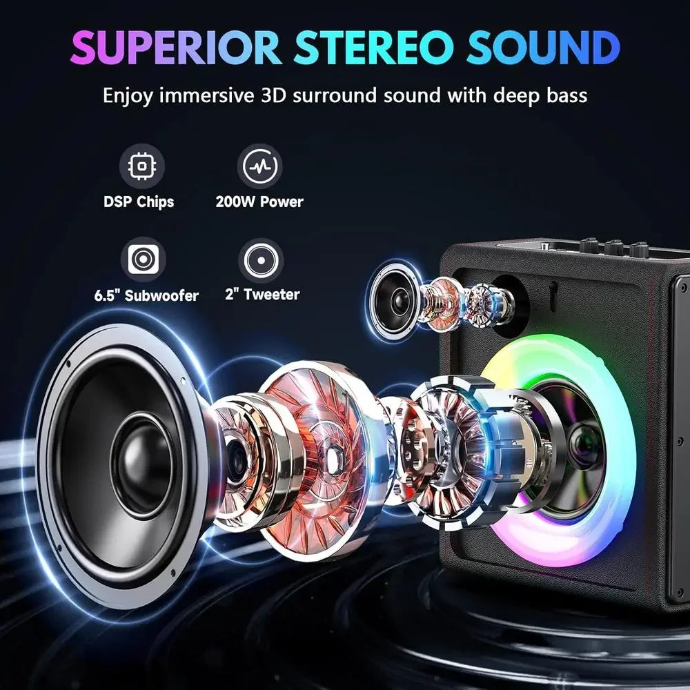 JHLU Karaoke Portable Bluetooth Speaker With Wireless Microphones