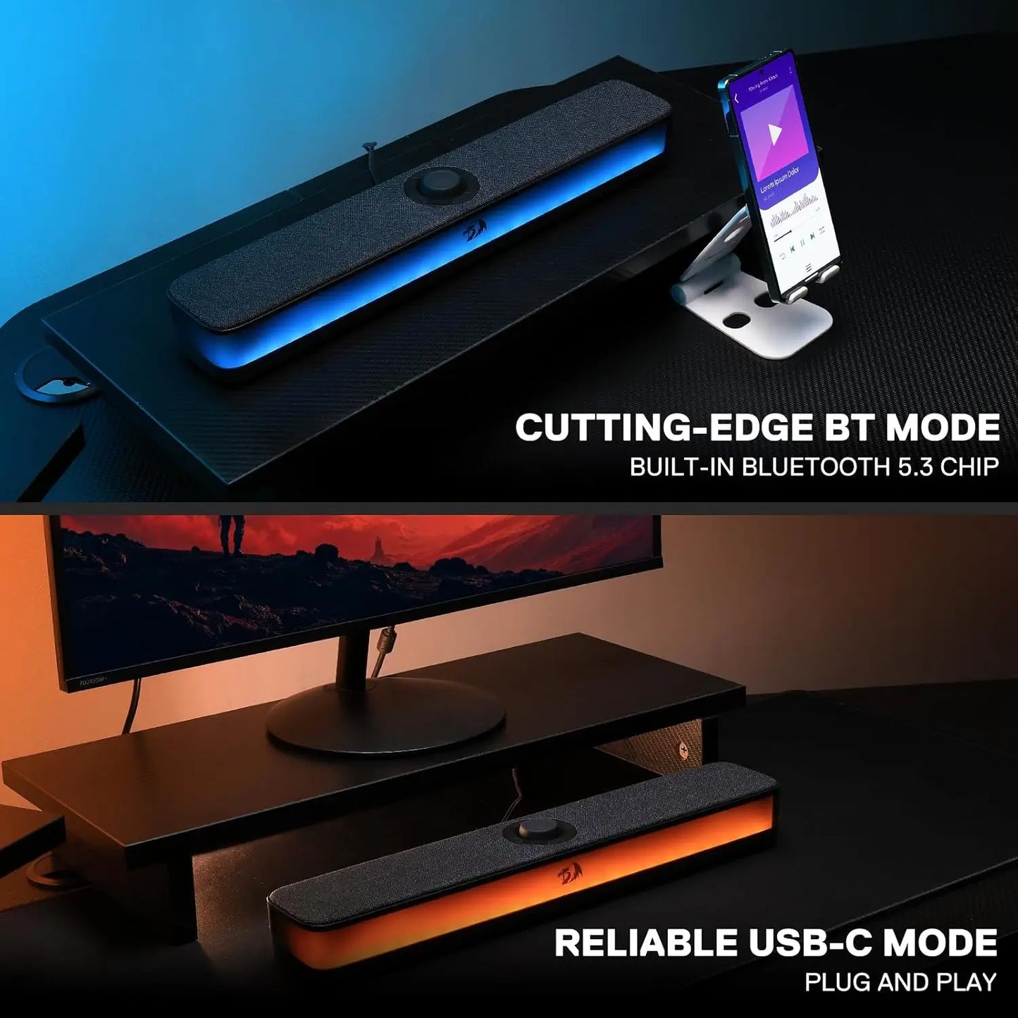Redragon GS515 RGB Desktop Soundbar 2.0 Speaker System