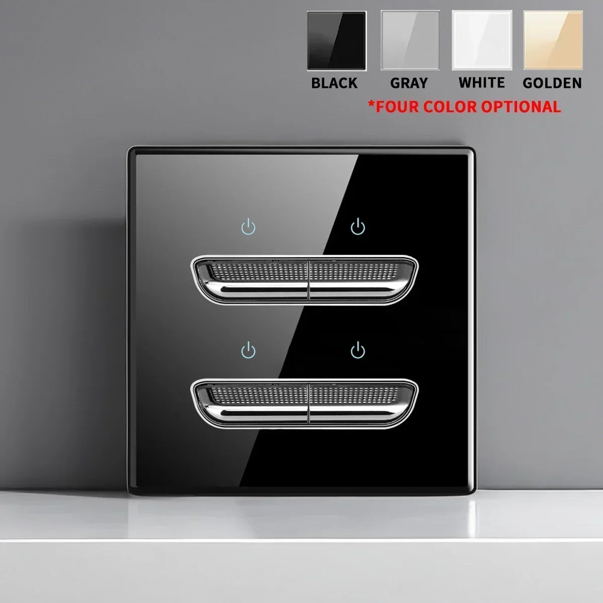 EU UK Crystal Tempered Glass Switch Panel LED Indicator