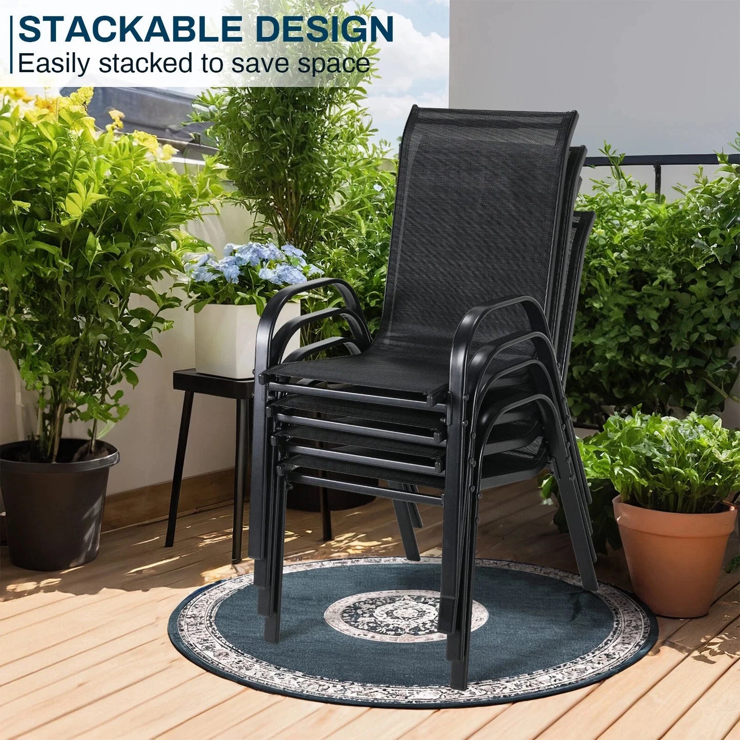 AuAg Garden Chairs Steel Iron Teslin Fabric Folding High Back