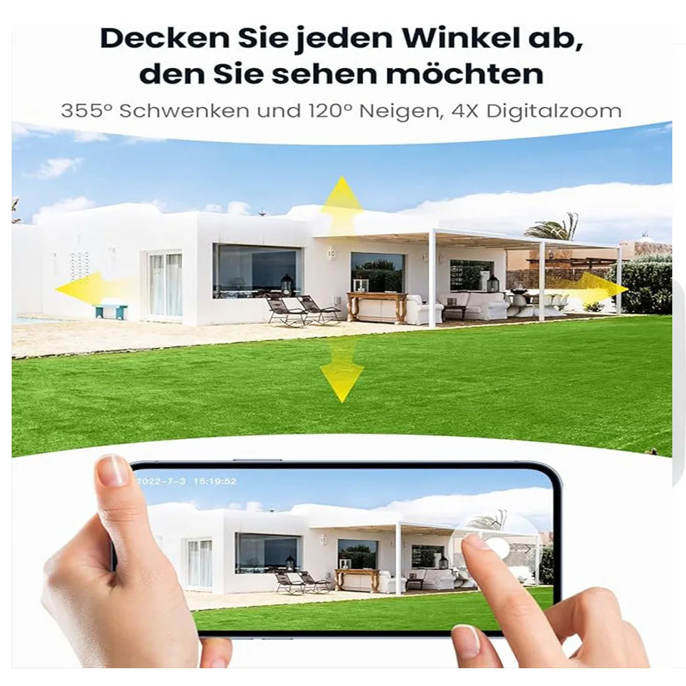 IEGEEK 2K 3MP WiFi Outdoor Security Camera With Solar Panel
