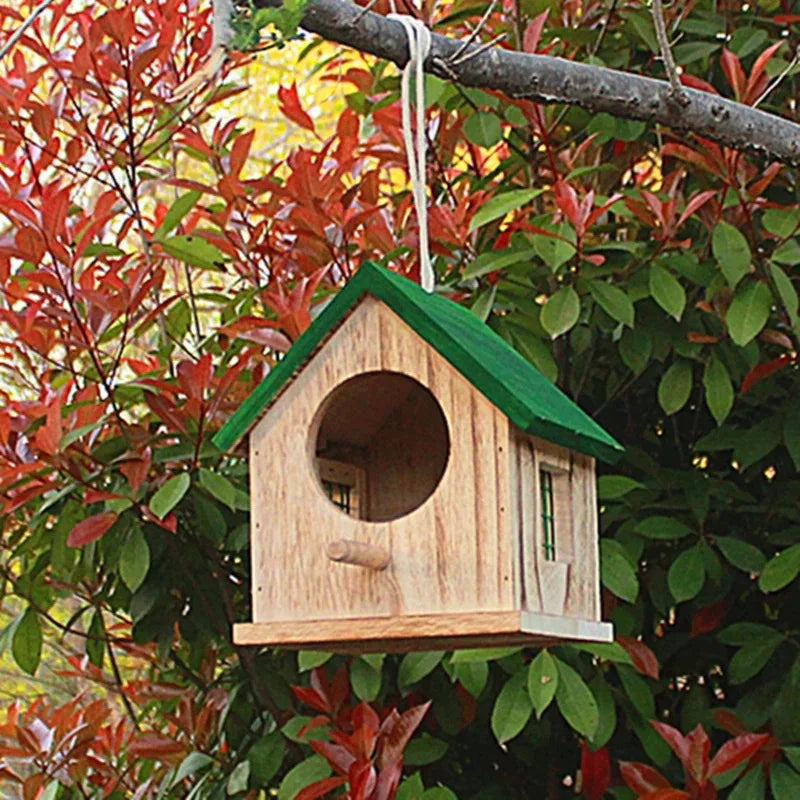 Wooden Outdoor Birdhouse Weatherproof Hanging Nest Box