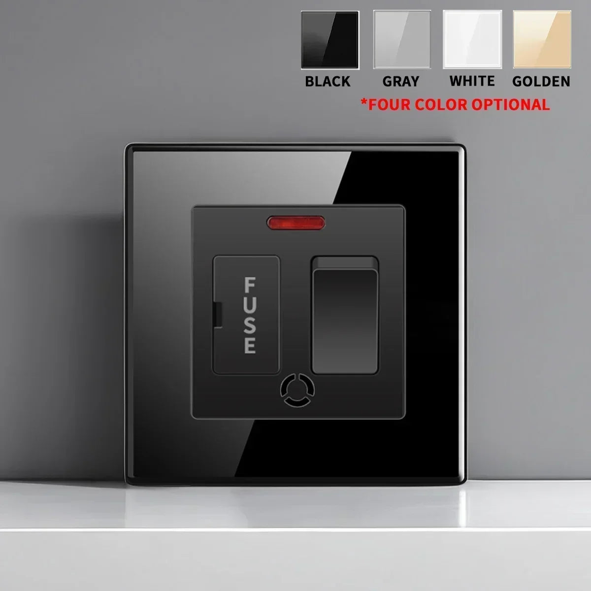 EU UK Crystal Tempered Glass Switch Panel LED Indicator