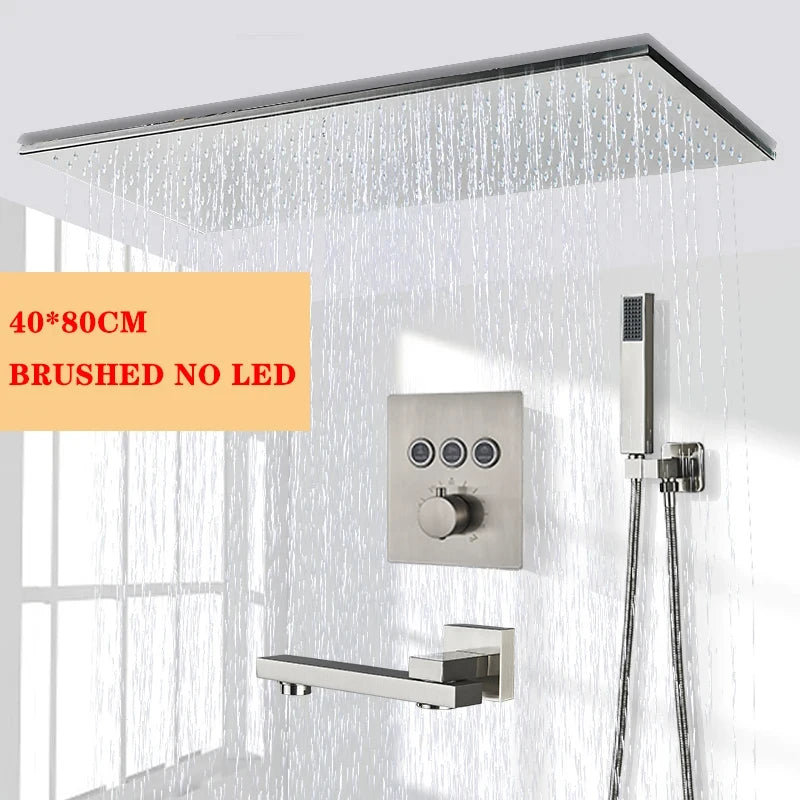 Wanmivezlo LED Brass Shower Head Wall Mounted Rainfall Light