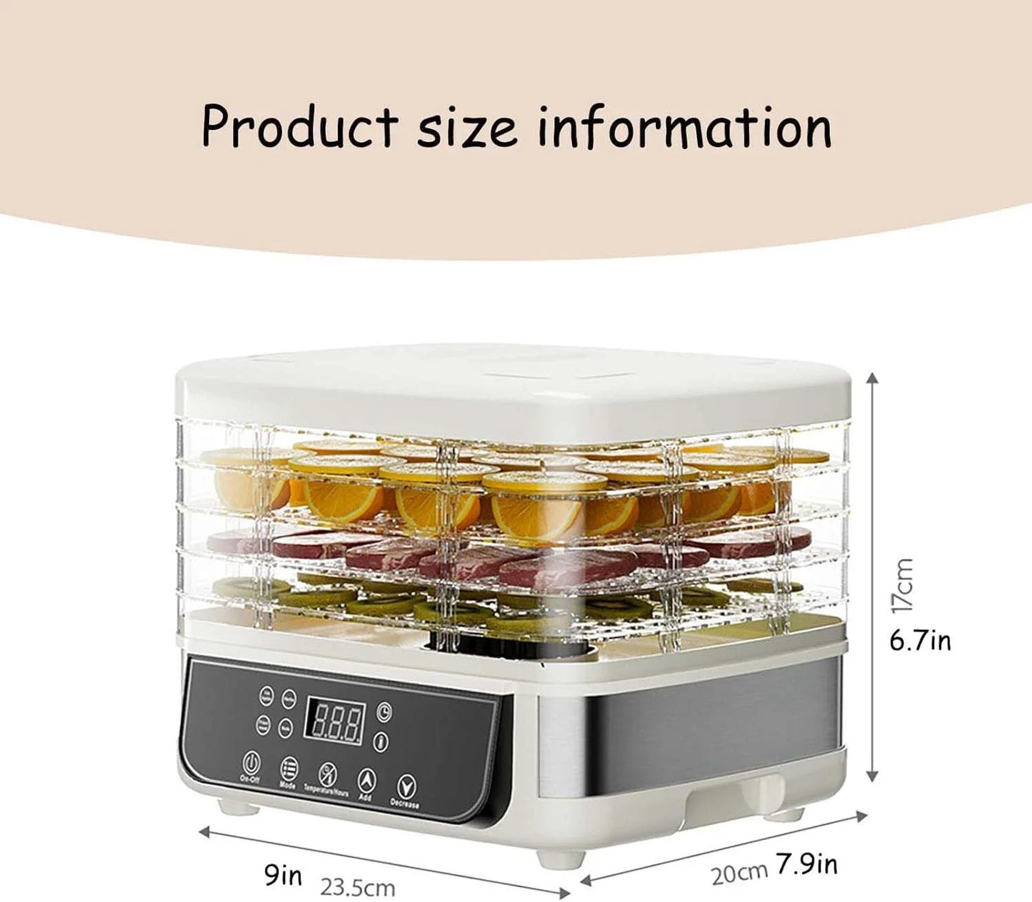 5-Layer Food Dehydrator For Fruit And Vegetables Adjustable Temperature