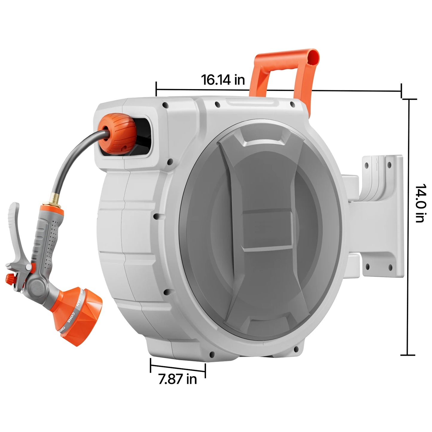 SucceBuy Retractable Wall Mounted Garden Hose Reel With 9 Pattern Nozzle