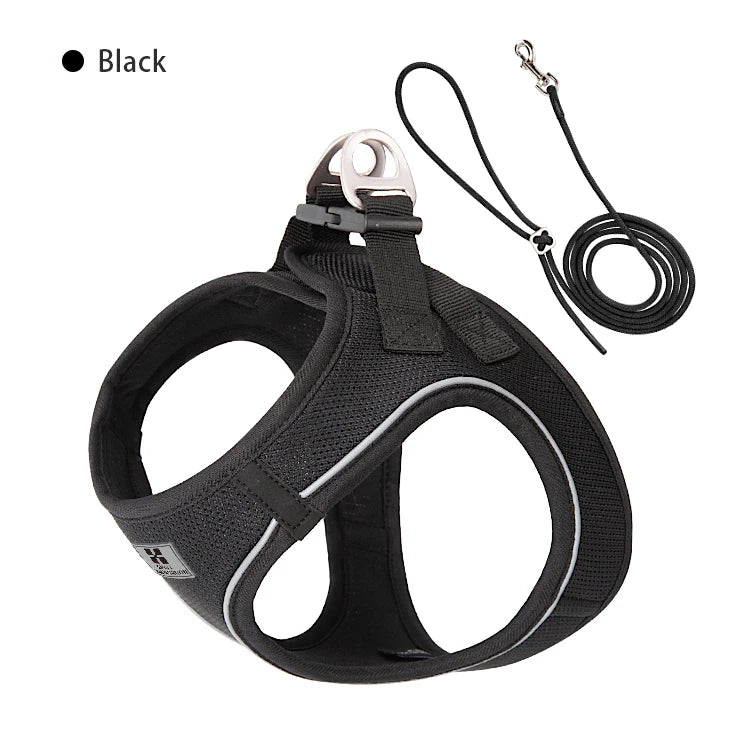 Small Combination Reflective Dog Harness Leash Set Adjustable