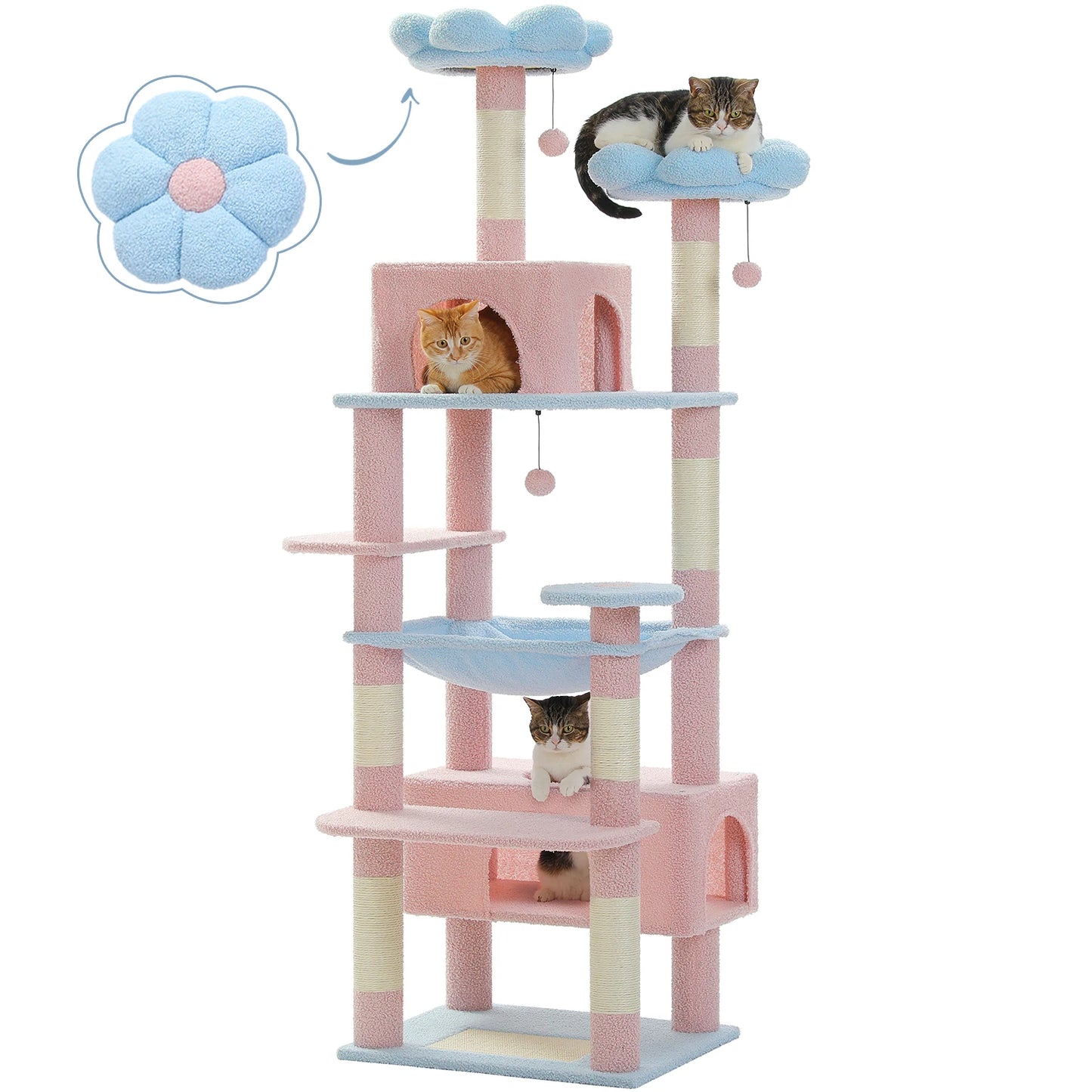 PEQULTI Multi Level Cat Tree Tower With Scratching Posts