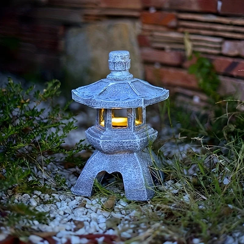 Solar Pagoda Lantern Garden Statue For Indoor Outdoor Decor