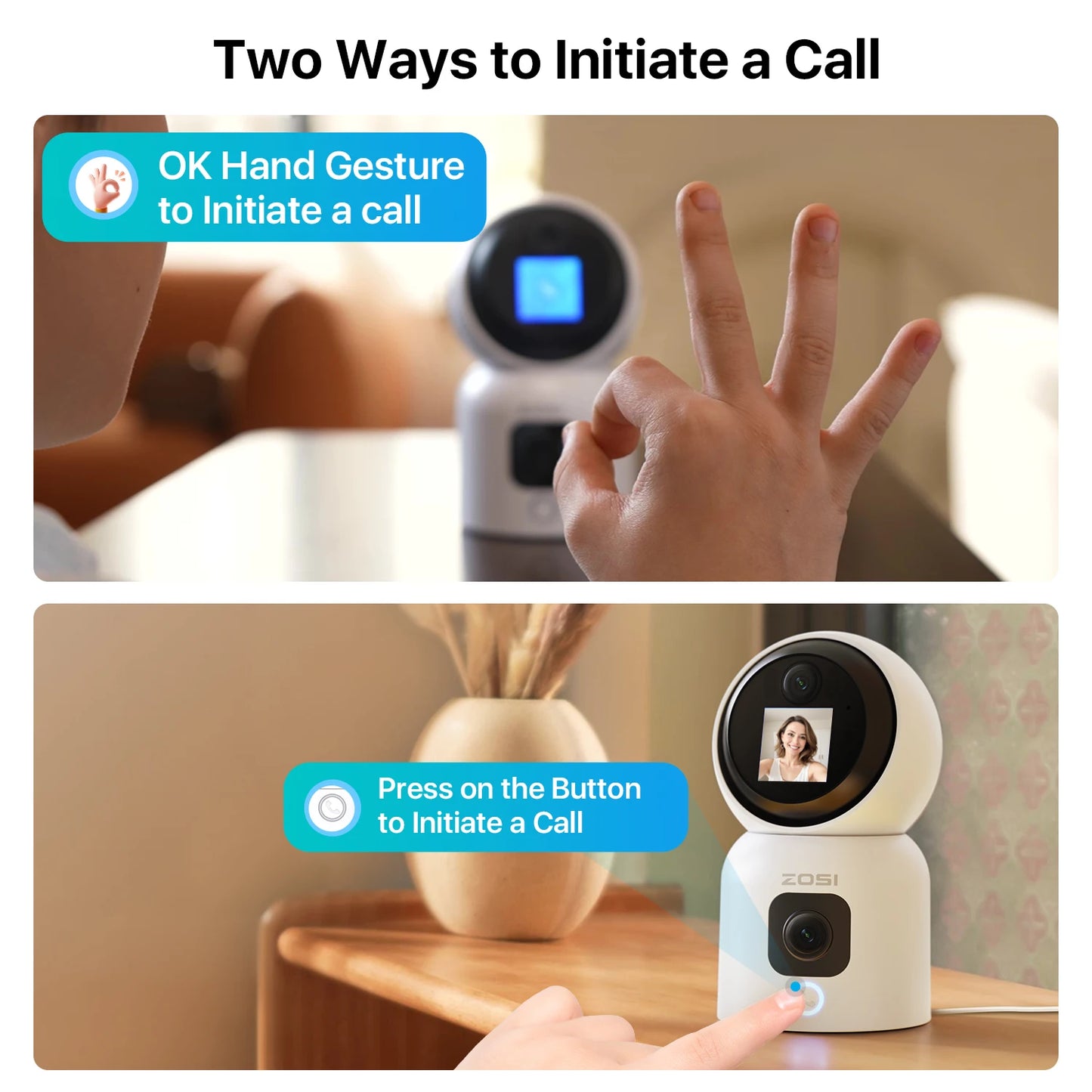 ZOSI 360 Degree Smart Home Security Camera AI Auto Tracking