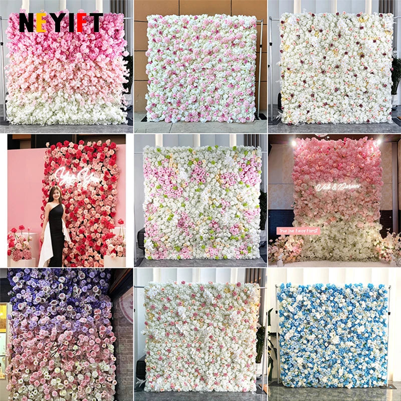 Gradient Rose Cloth Curtain Backdrop for Outdoor Wedding Decor