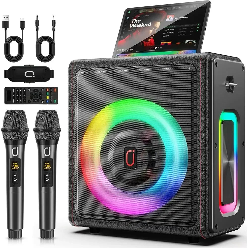 JHLU Karaoke Portable Bluetooth Speaker With Wireless Microphones
