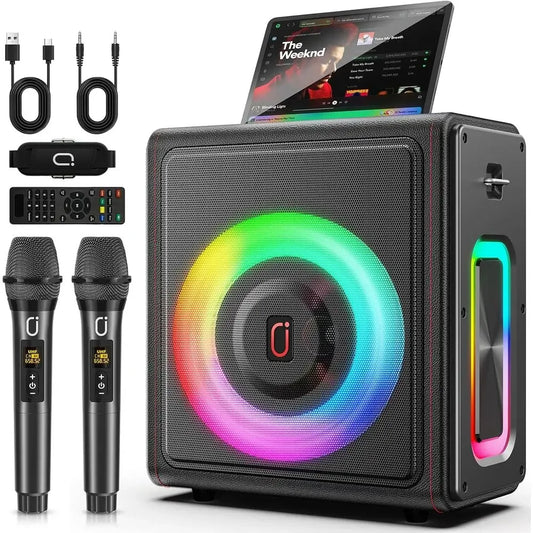 JHLU Karaoke Portable Bluetooth Speaker With Wireless Microphones